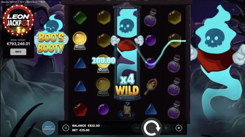 Boo's Booty - comodín fantasma con multiplicador numérico en los carretes
